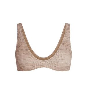 SKIMS Tan Croc-Pattern Bikini Top